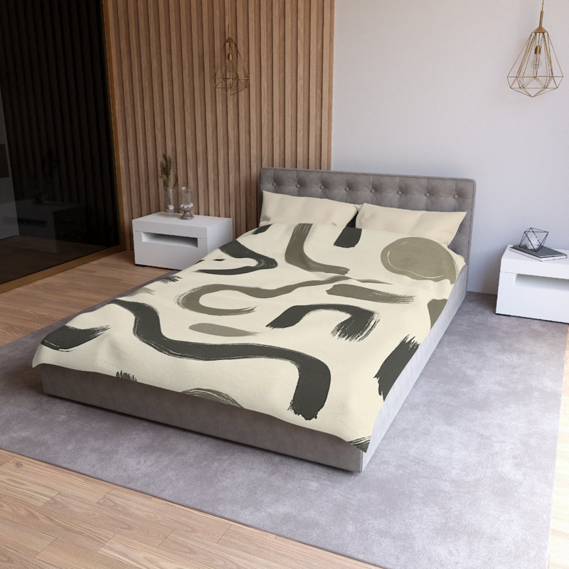 Microfiber Duvet Cover Boho Style, Design 70, Cream, Twin Duvet Cover