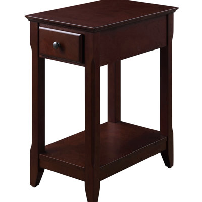 Accent Table With Drawer And Bottom Shelf - Wood Construction For Small Rooms Ideal Compact Space Utilization