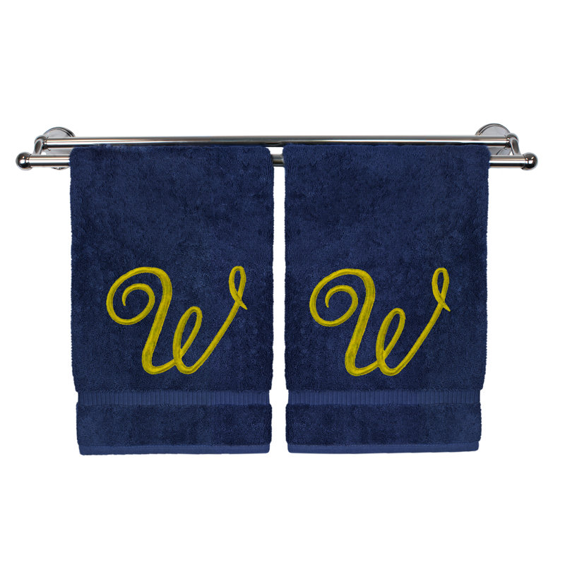 Super Plush Washcloth, Navy/Gold, W