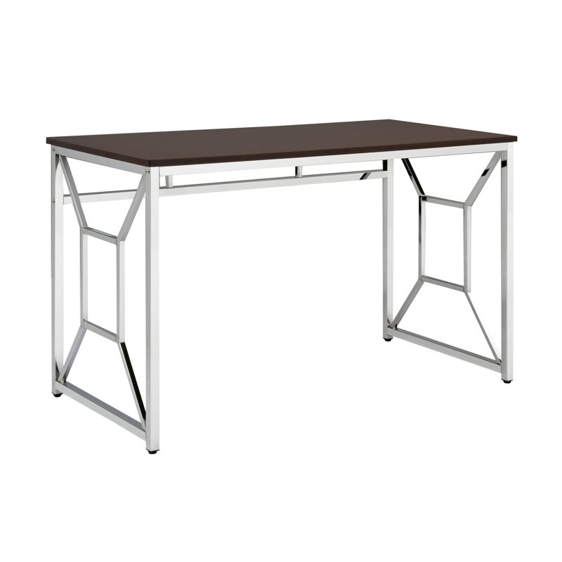 Bureau brun pour un bureau efficace - espace de travail avec bureau de 47 po de largeur, égratignures en bois d'ingénierie, pieds, bureau de productivité à installation simple, tracas