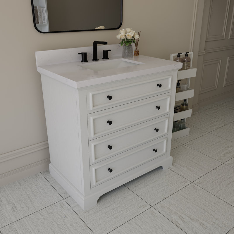 Kaird autoportant de 36 po avec plateau en marbre entièrement assemblé