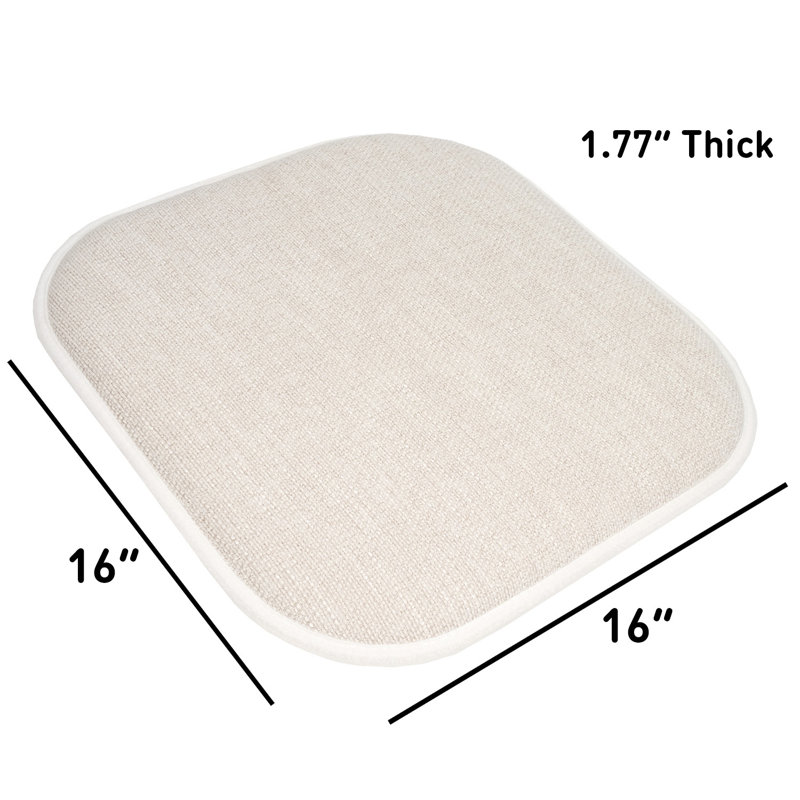Coussin de chaise en mousse viscoélastique antidérapante 16 po x 16 po Alexis, Paquet de 2, Beige