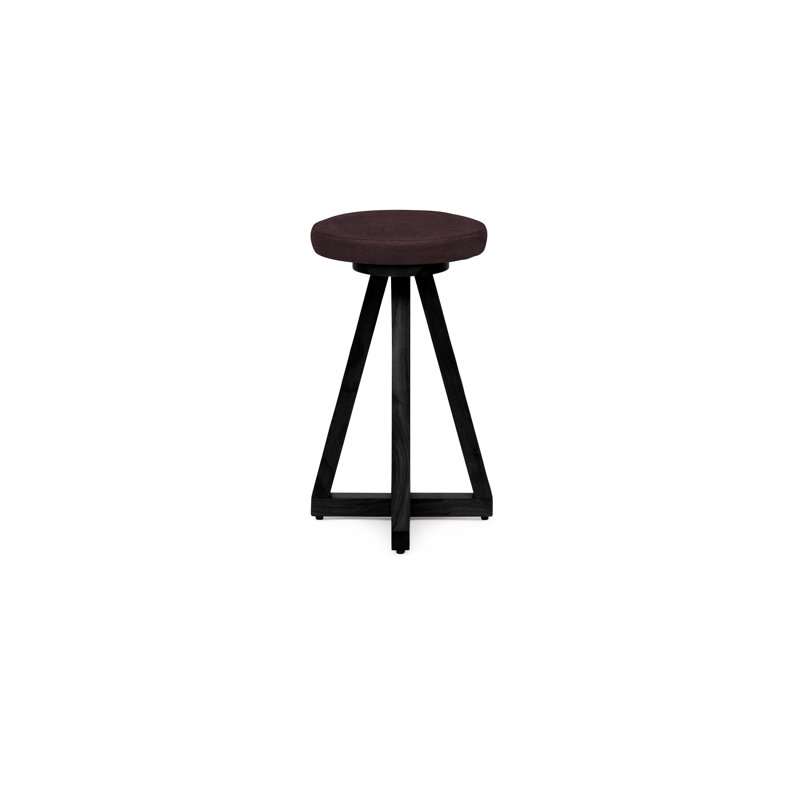 Artless X Swivel 26" Counter Stool, Black Oak, Brass, Burgundy