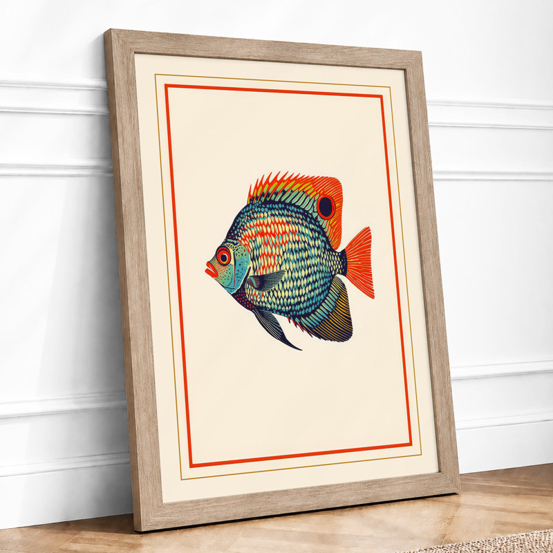 Tropical Fish Study Botanical - Framed Print, A4 - 29.7 x 21.0 cm, Oak