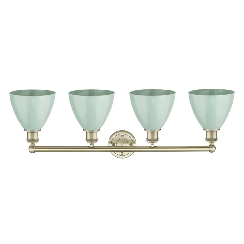Alquin 4 - Light Dimmable Vanity Light, Seafoam, Antique Brass