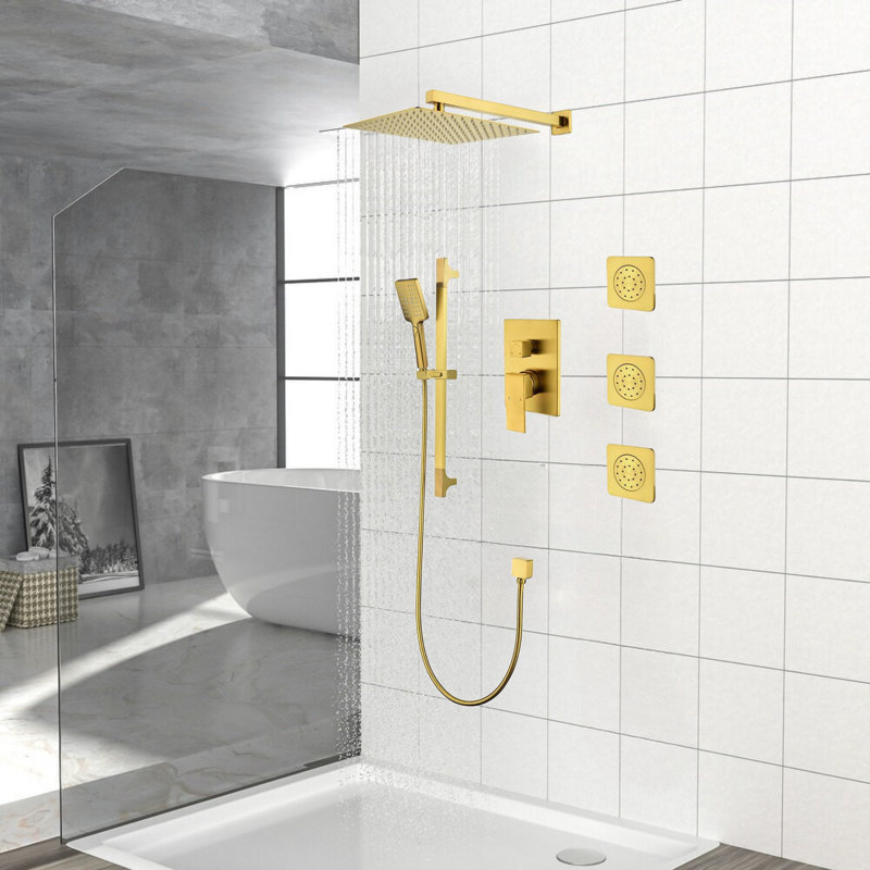 Wall-Mounted Complete Shower System, Gold