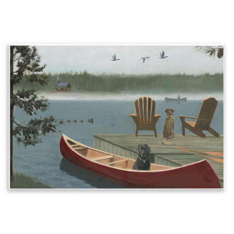 «Dogs on Lake Dock» par James Wiens, H 13 po x l 19 po