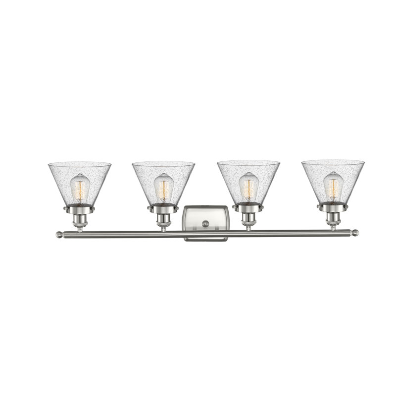 Barre d'éclairage de salle de bain à 4 lumières à intensité variable, Nickel satiné brossé