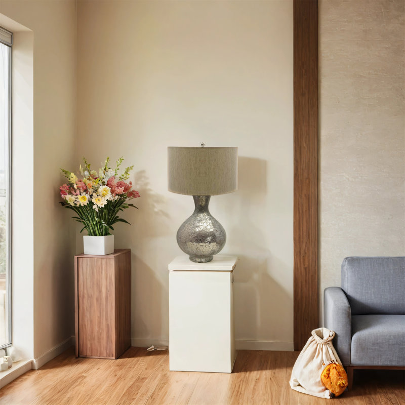 Glass Table Lamp With Mercury Foil Finish