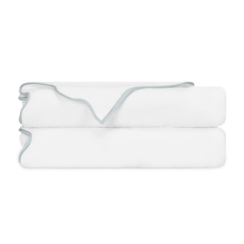 Antalya Turkish Cotton Bath Towel, White/Sion Blue, 2 Pack - Bath Tower