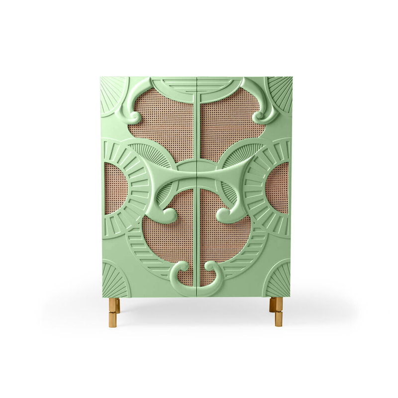 Traje De Luces 47'' Bar Cabinet, Kaki/Polished Brass