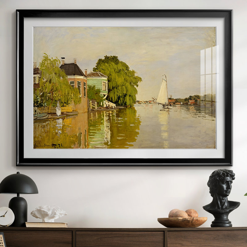 Maisons sur la rivière Zaan à Zaandam-Claude Monet, reproduction encadrée avec passe-partout et verre - 1871, 30 x 5 x 42,5