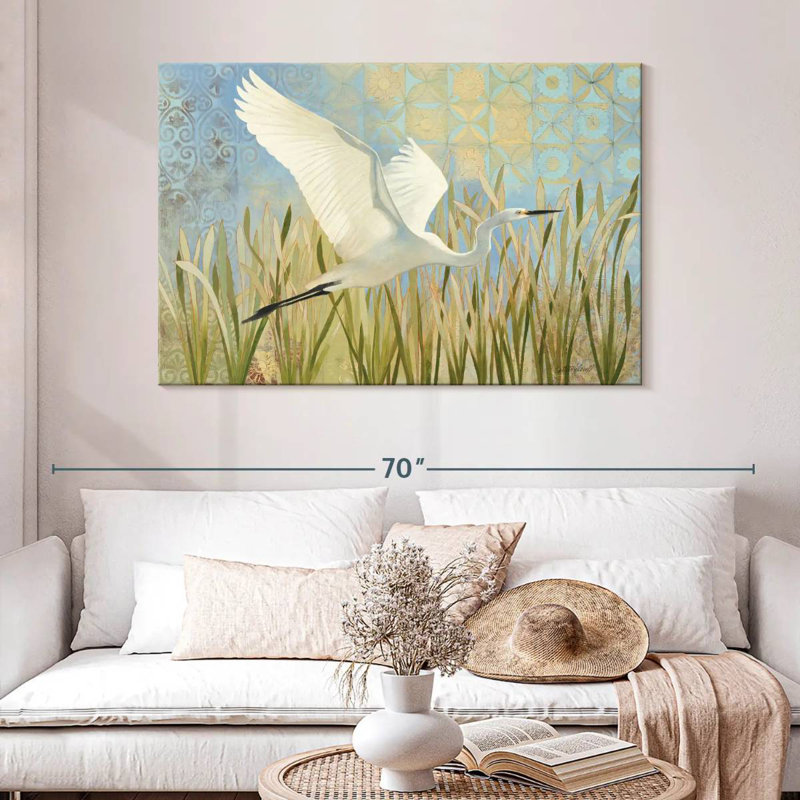 Snowy Egret In Flight, 32" H x 48" W