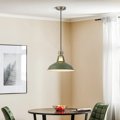 Luminaire suspendu moderne à 1 lumière à intensité variable avec abat-jour en métal Gollenberg