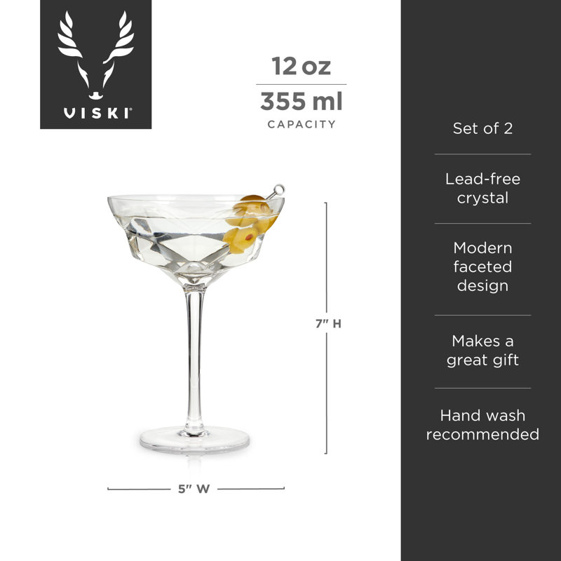Seneca Faceted Crystal Martini Glasses