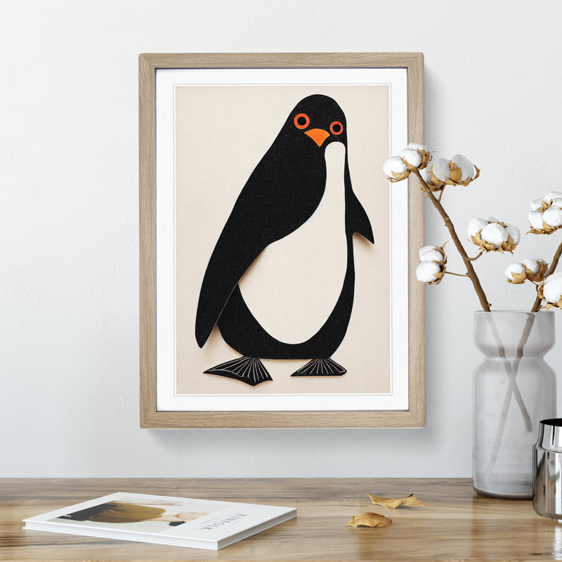 XV1022-3403X Paper Penguin No.1 - Print, Oak Framed, 66cm H x 48cm W