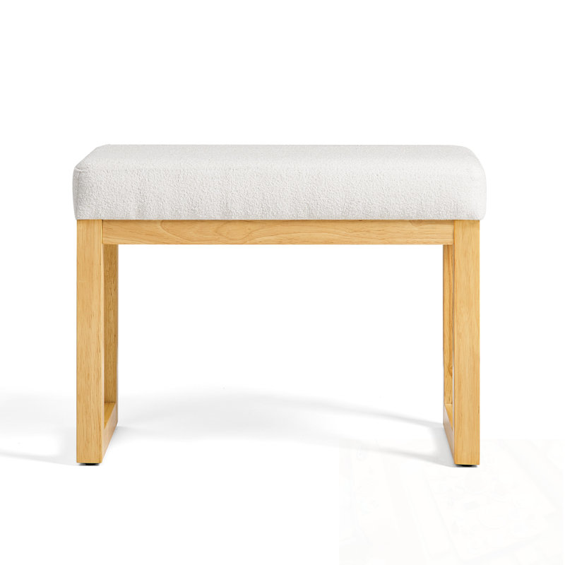 Wooden Bench with sturdy Legs and soft cuhsion, Beige