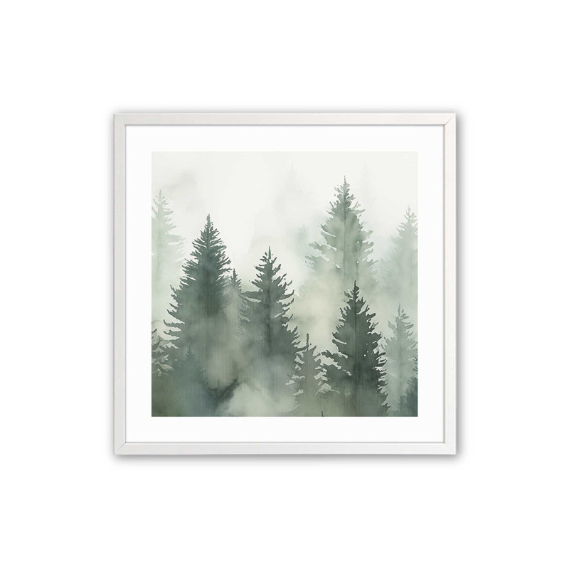 Green Haze Woodland II, Cadre opaque blanc, H 21,5 po x l 21,5 po