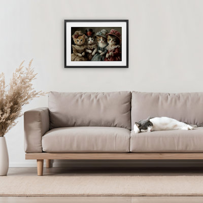 Vintage Dress Kittens Framed Print Under Glass, design by The Wands Want