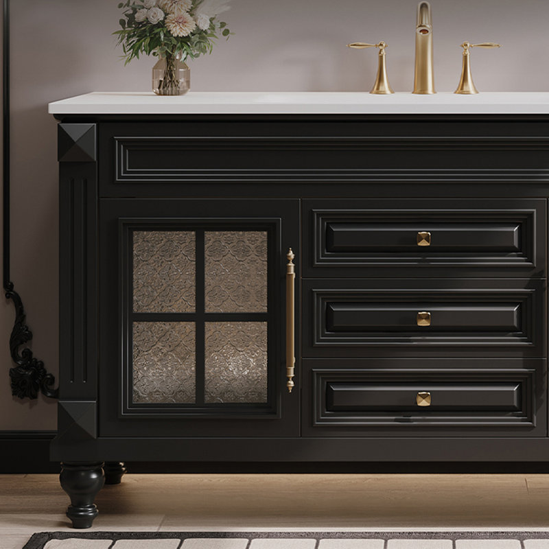 French style exquisite simple bathroom cabinet., 32.28" H x 62.99" W x 21.65" D