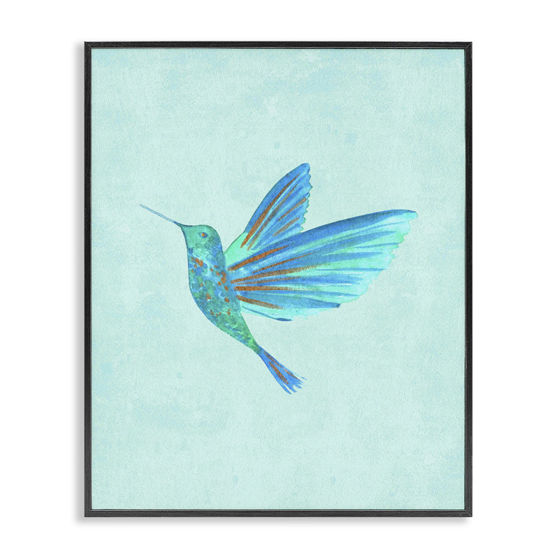 Giclée encadrée «Blue Hummingbird Blue» par Camila Juncos, H 14 po x l 11 po, Giclée encadrée noir minuit