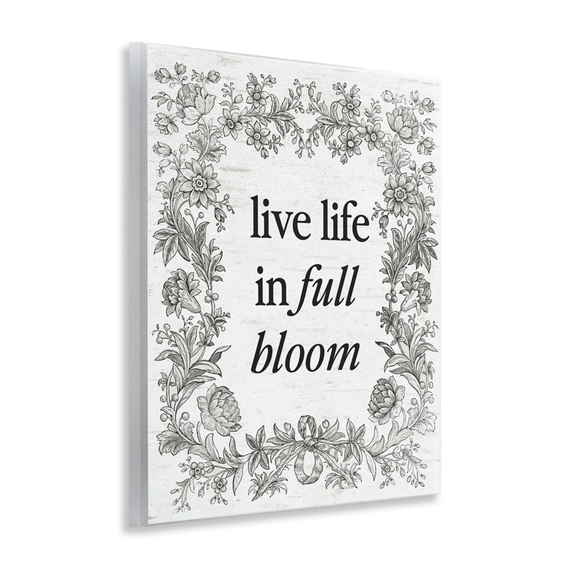 Plaque murale rétro «Life in Full Bloom», design par lettré et doublé