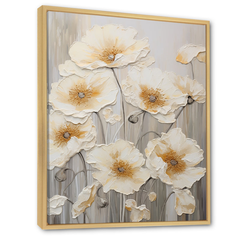 Buttercups Fields On Gray III sur toile, H 32 po x l 24 po, Cadre naturel flottant