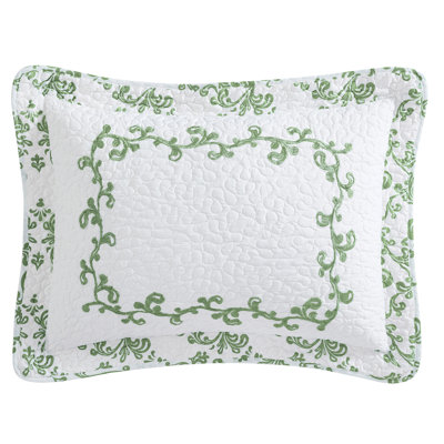 Lovely Damask Embroidered Quilted Pillow Sham