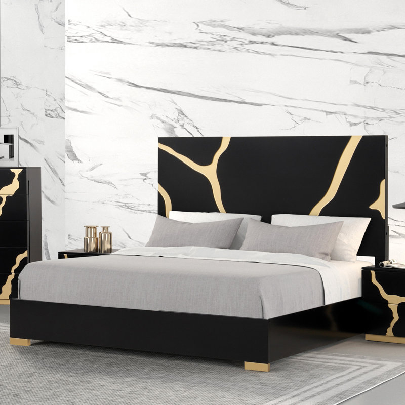 Toronto Rankin Bed With Gold Accented Headboard, Queen