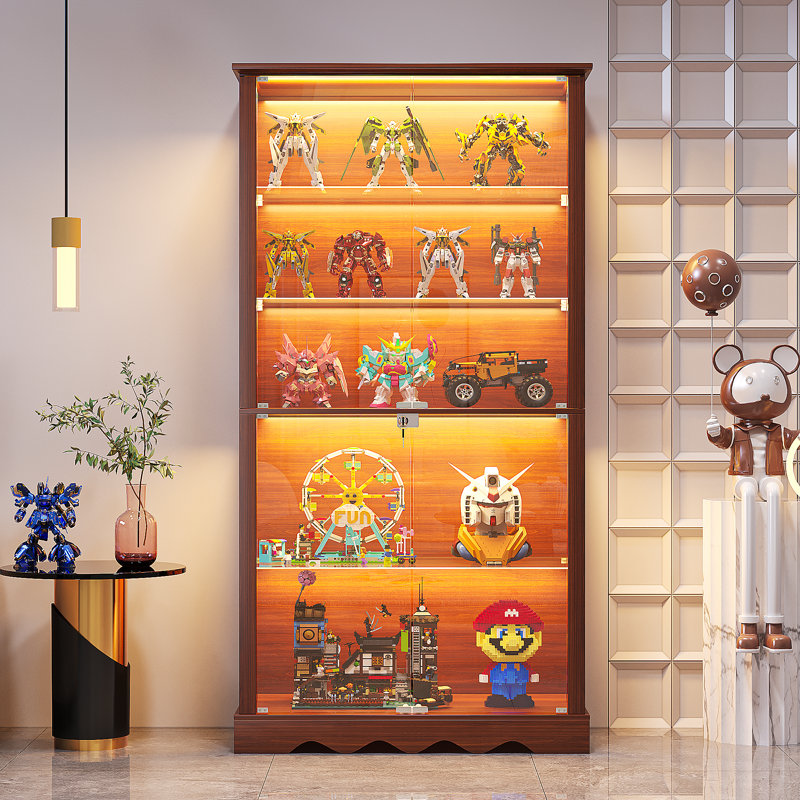 Vitrine à 5 niveaux avec éclairage DEL, Brun