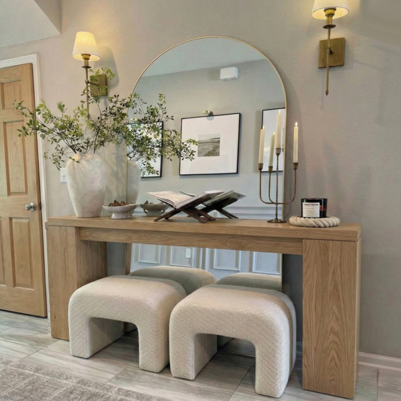 29" Upholstered Small Waterfall Bench, Beige