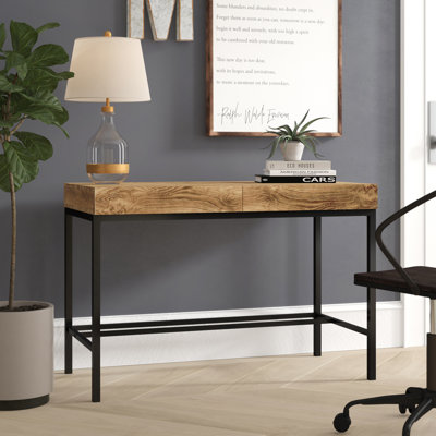 Blonde Metal Base Writing Desk
