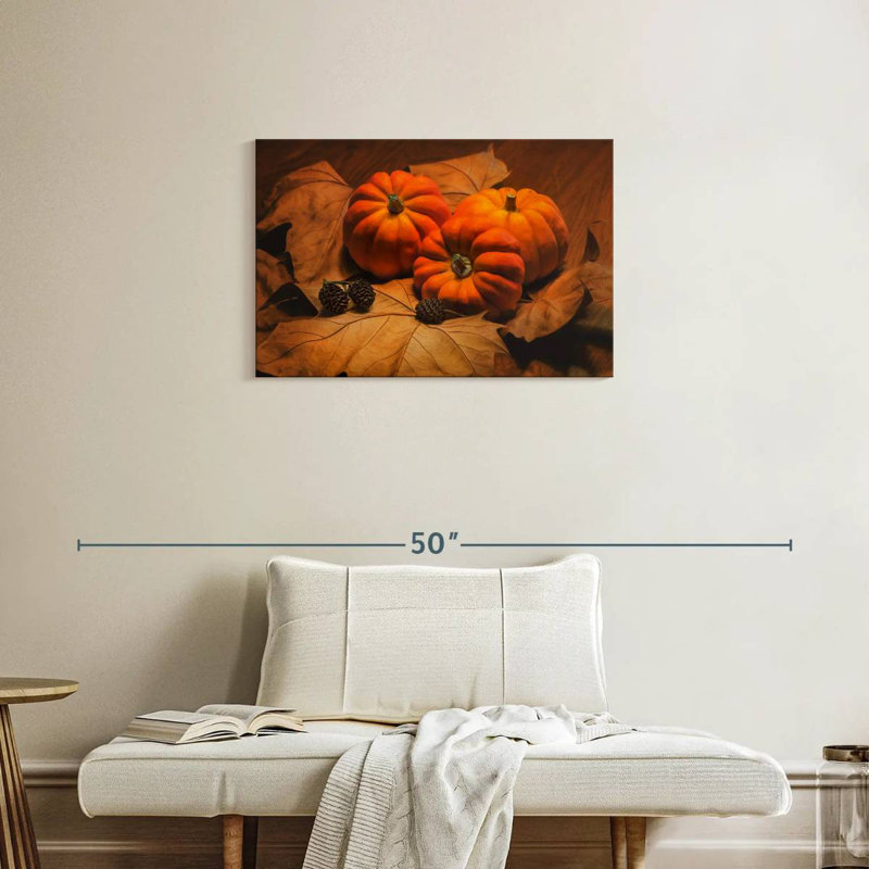 Yarlin Pine Cones And Pumpkins, 20" H x 30" W