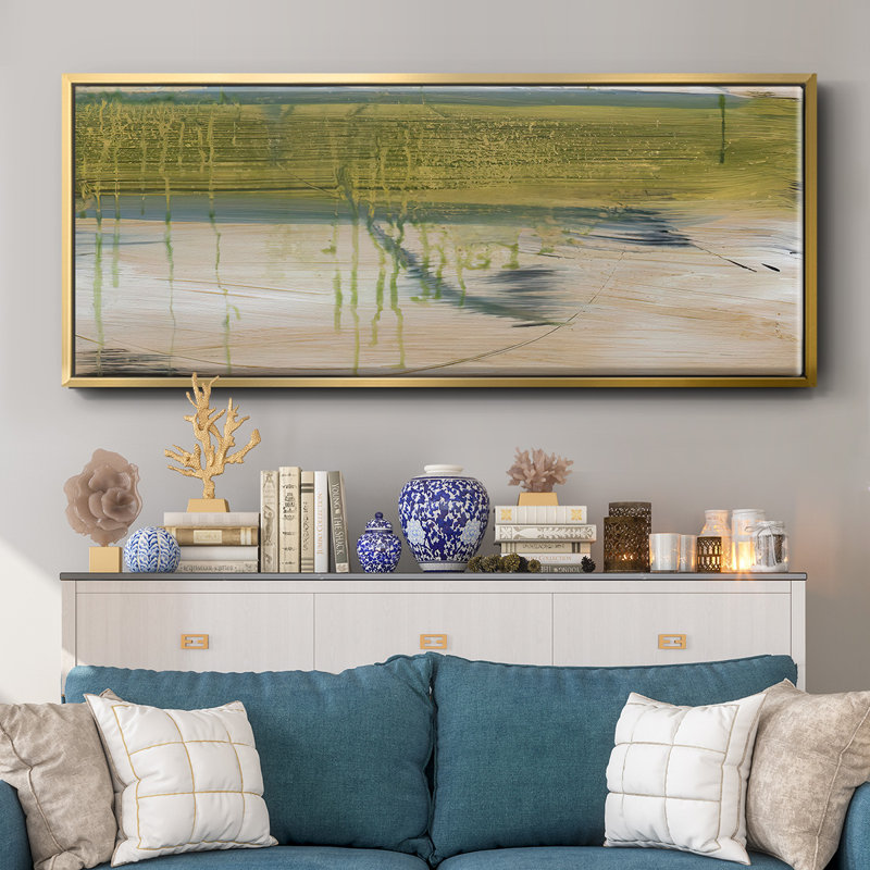 Aquatic Reflections I- Framed Canvas, 8" H x 20" W