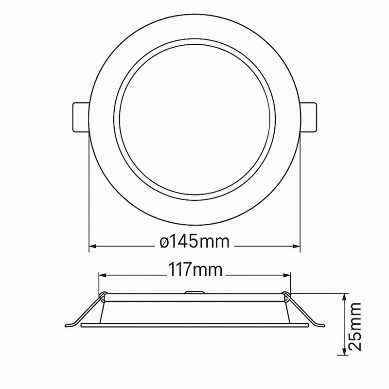 1pc 12W LED Downlight, 6500K, 1250 Lumen
