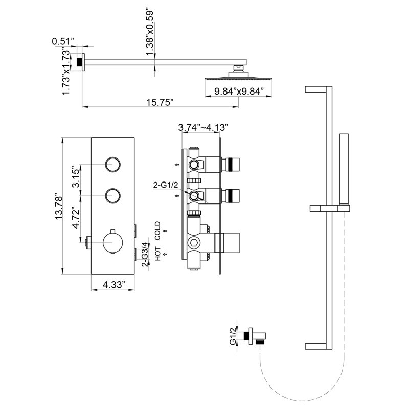 All-In-One Kit with Rough in-Valve, Brushed Nickel