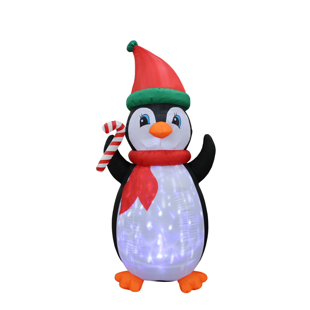 7 Foot Tall Lighted Christmas Inflatable Twinkle Penguins with Candy Cane and Christmas Hat Indoor / Outdoor Holiday Blow Up Yard Garden Decoration The Holiday Aisle®