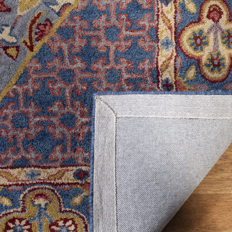 Antiquity Hand-Tufted Wool/Cotton Blue/Red Area Rug, Rectangle 6' x 9'
