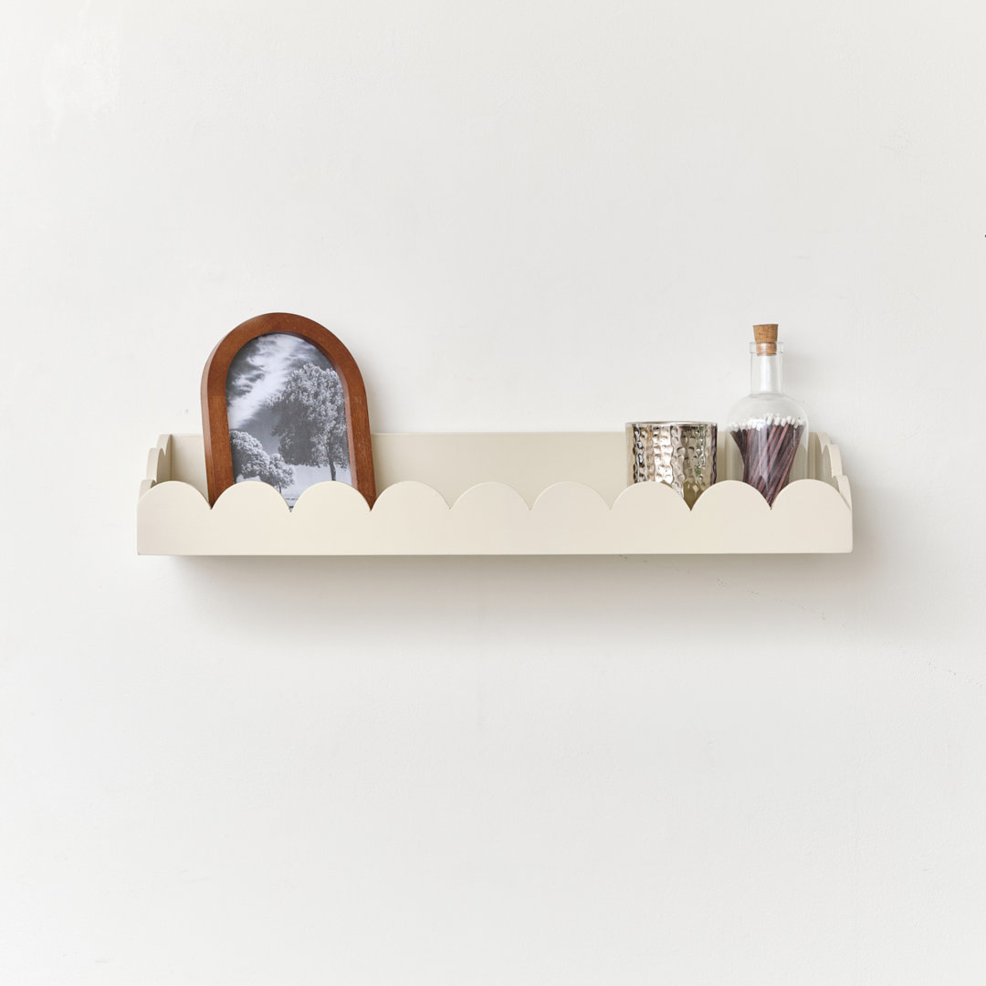 Pale Scalloped Wall Storage Shelf - 61Cm