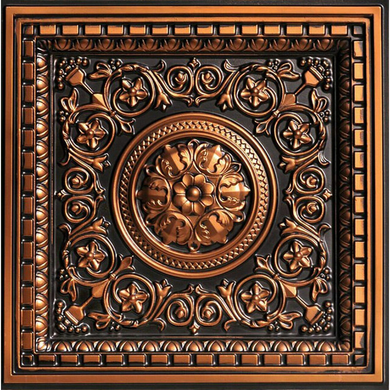 Vallée du Rhin X 2 pi Tuile de plafond à caisson en PVC, Cuivre antique