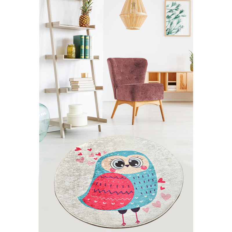 Stylish Round Area Rug, 47.2 Inches, 100% Polyester | 0.16 Inch Pile Height, Antibacterial, Non-Slip Backing | Machine Washable, Quick-Dry, Perfect for Living Room, Bedroom, and Dining Areas, Elegant Design