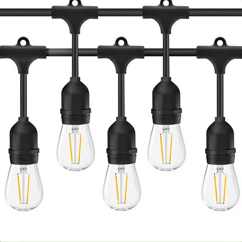 Ener J Outdoor LED Festoon String Lights 48ft 15 Bulbs Warm White IP65