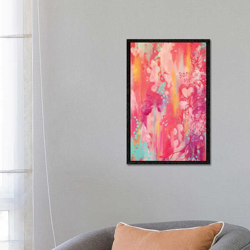 Born In My Heart 1 Piece Wall Art on Canvas, 66.04 cm H x 45.72 cm W, Black Floater Framed