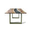 McCoole Oak Solid Wood Top Metal Base Dining Table