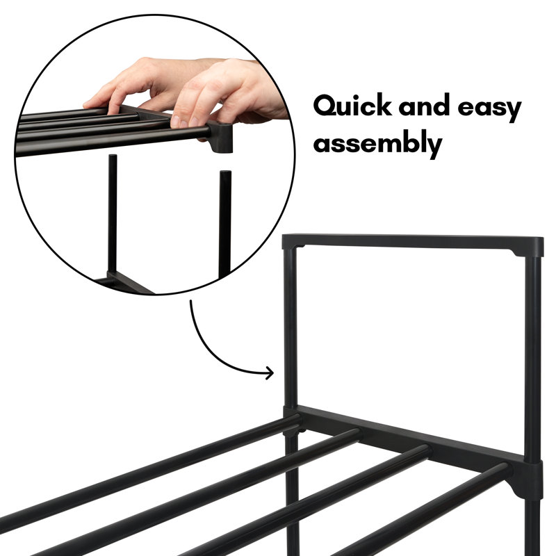  Range-chaussures à 3 niveaux - Range-chaussures pour placards, vestibules ou garages - Tablette de rangement avec cadre renforcé - Noir