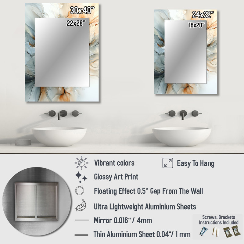 «Modern Twist Of Dahlia Flower III - Dahlia Miroir mural décoratif, miroir traditionnel, impression sur métal, 32 po x 24 po
