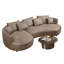 Canapé modulaire en cuir courbé de 128 po avec méridienne et 7 coussins-1191290800-1191290801