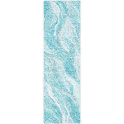 Premium Machine Washable Prisco Teal Rug