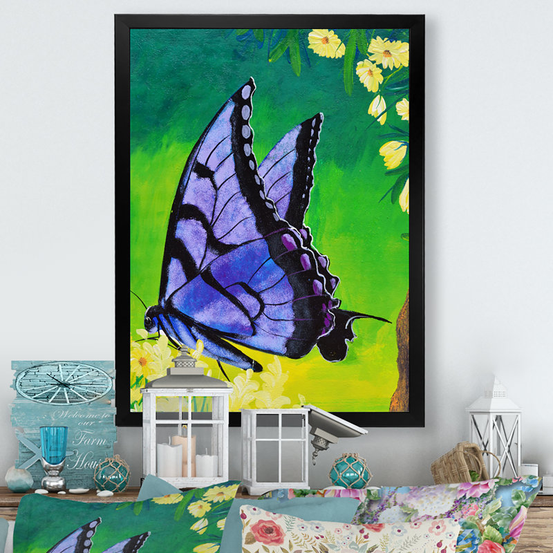 Élégant portrait de papillon mauve - Art mural sur toile traditionnel