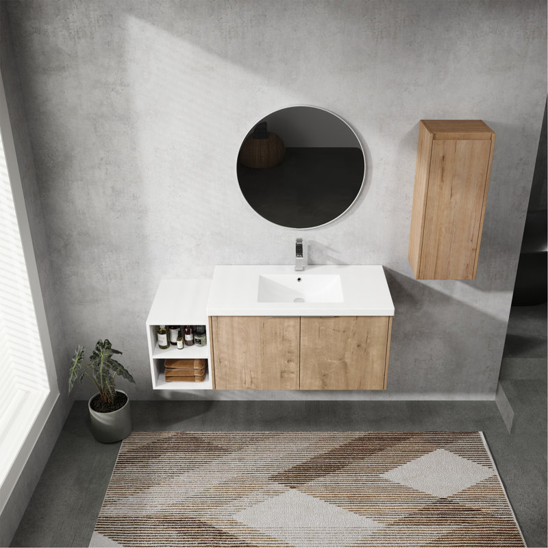 Meuble-lavabo mural chic avec beaucoup de rangement et un attrait élégant